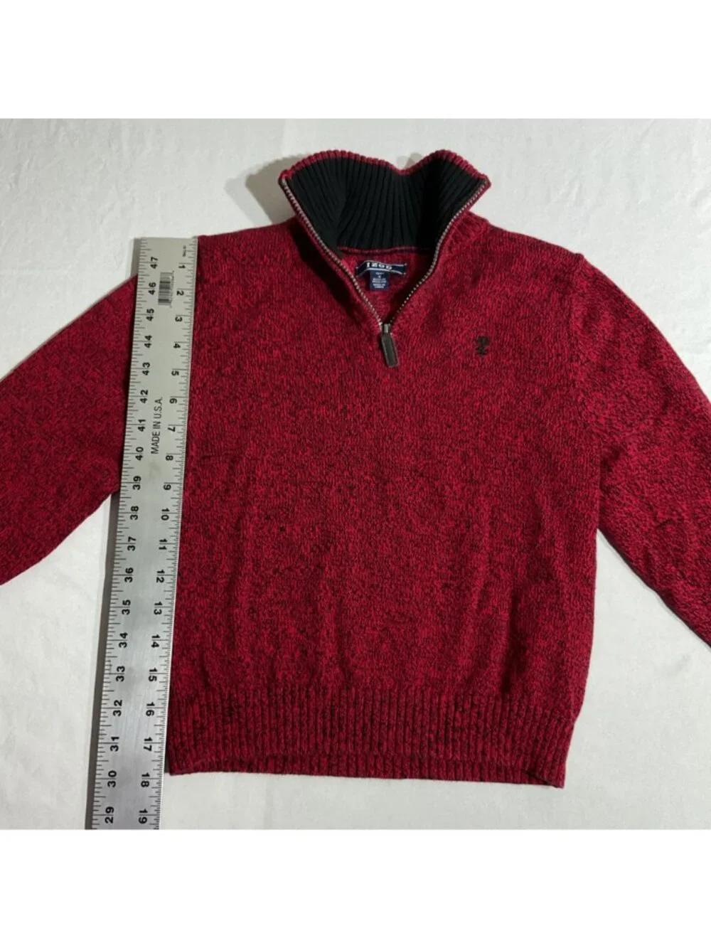 Izod kids  Red Marled Half-Zip Sweater Size 8 Cotton Blend